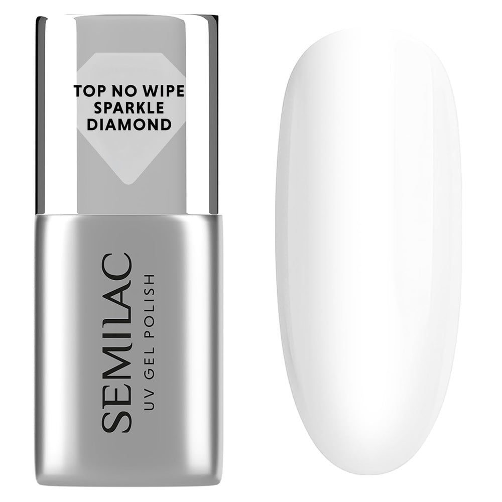 Semilac Top Coat Lakier Do Paznokci 7ml, Innowacyjny, UV/LED, Lakier Hybrydowy, Błyszczące Wykończenie, Chroni, Transparentny