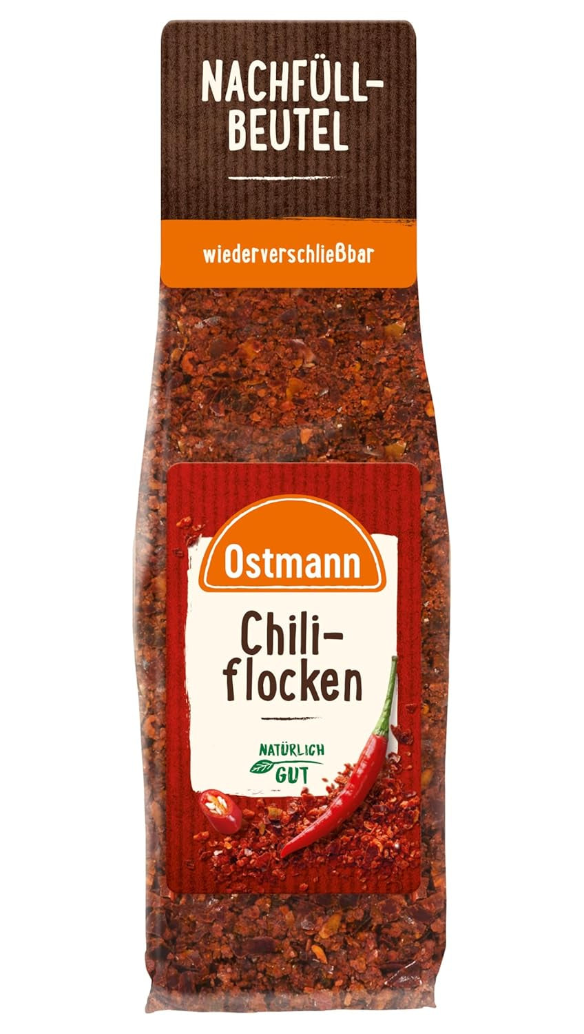 Ostmann Gewürze - Chiliflocken | Scharfes Posypka do wszelkiego rodzaju potraw | Zum Nachfüllen der Streudose | 45 g w torbie