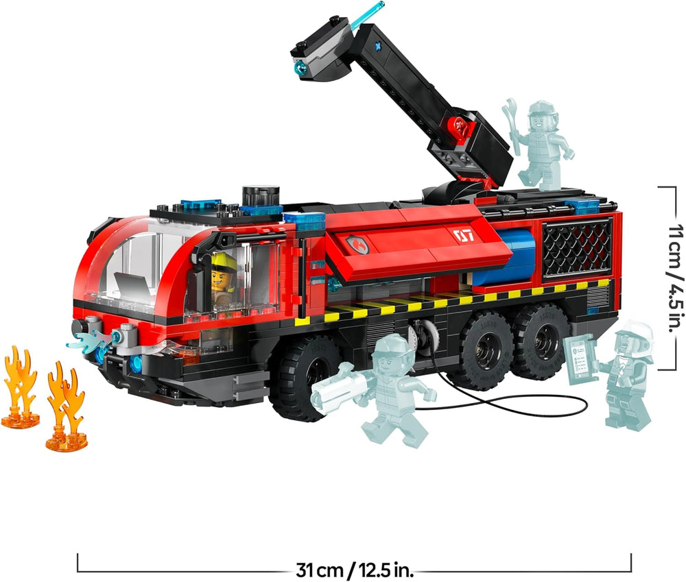 LEGO City Flughafenlöschfahrzeug - Spielzeug Einsatzfahrzeug - Modellbau mit 4 Feuerwehr Minifiguren - Geburtstagsgeschenk für Jungen ab 7 Jahren und Technikfans - 60499