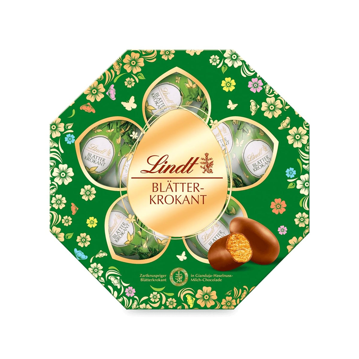 Pudełko Lindt Chocolate Flaky kruche | 170 g | Jajka z czekolady gianduja z mlekiem i orzechami laskowymi, delikatne i chrupiące | Czekolada Wielkanocna | Prezent czekoladowy | Pisanki | Czekoladowe jajka