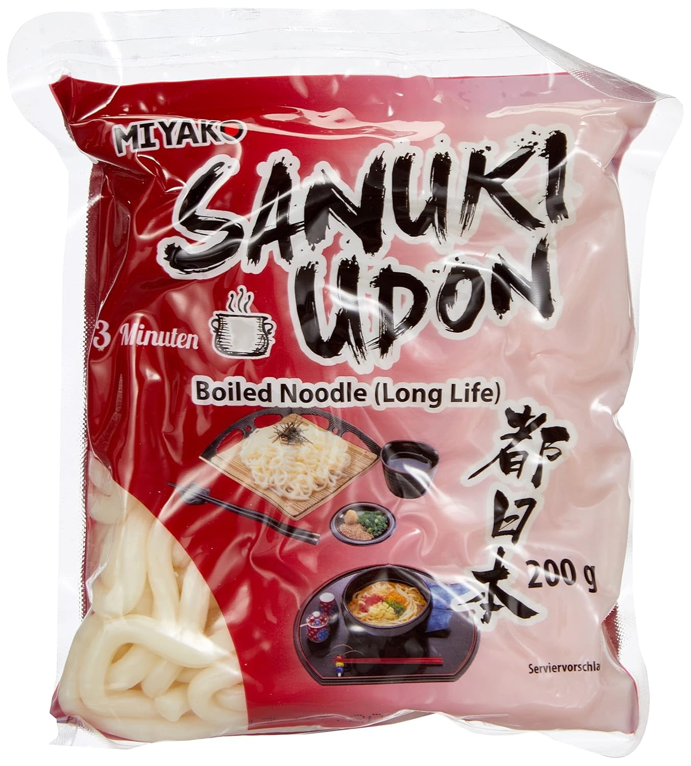 Makaron Miyako Sanuki Udon, gotowany, opakowanie 12 sztuk (12 x 200 g)