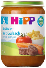 Hipp Organic Menu od 6 miesiąca, makaron spaetzle z gulaszem, 220 g, opakowanie 6 szt. (6X220 g) Matka i Dziecko Naty Shop Domyślny tytuł