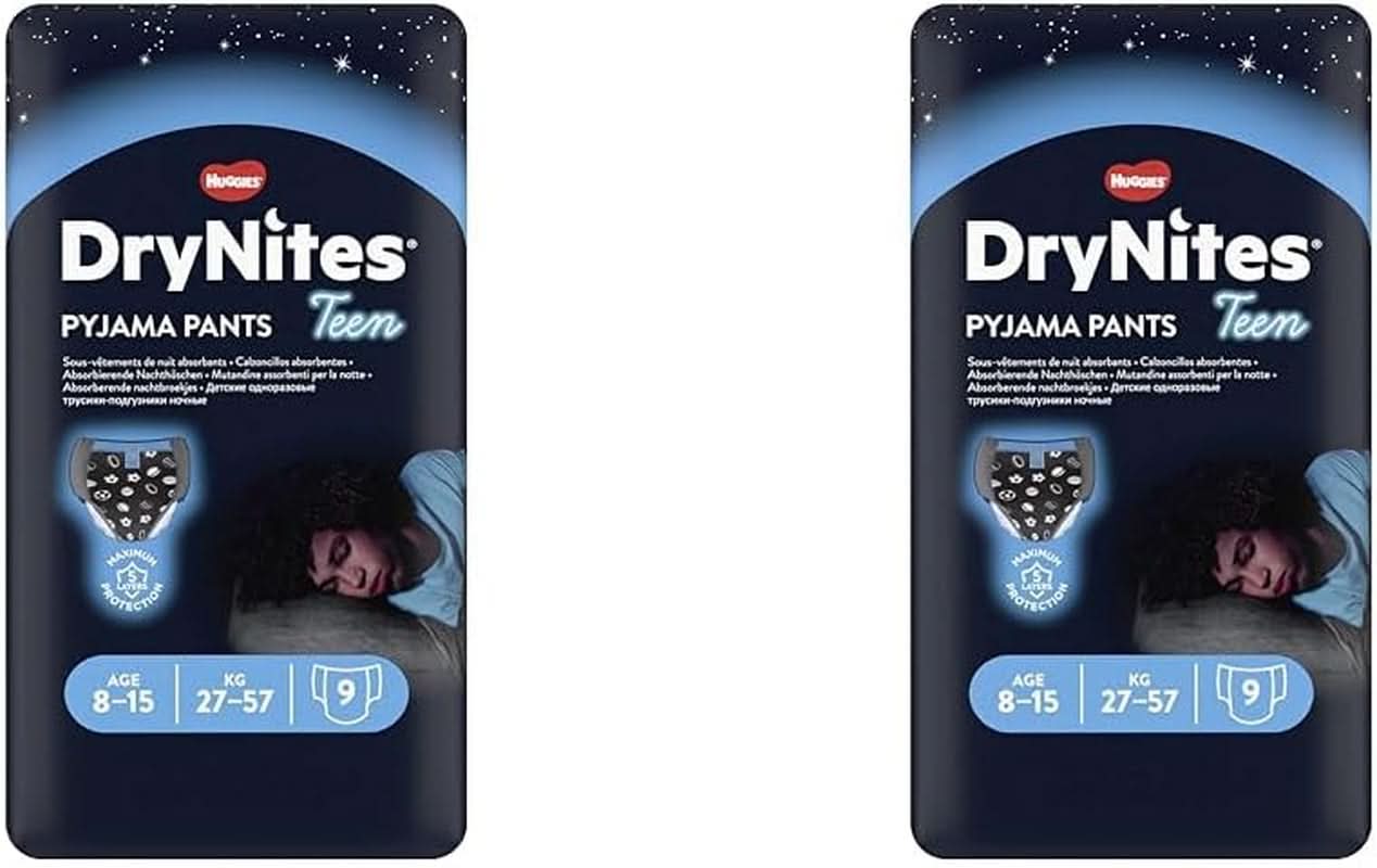 Huggies Drynites Boys 8-15 lat 9 sztuk (zestaw 2 sztuk) Naty Shop 18 sztuk (zestaw 2 x 9 sztuk)