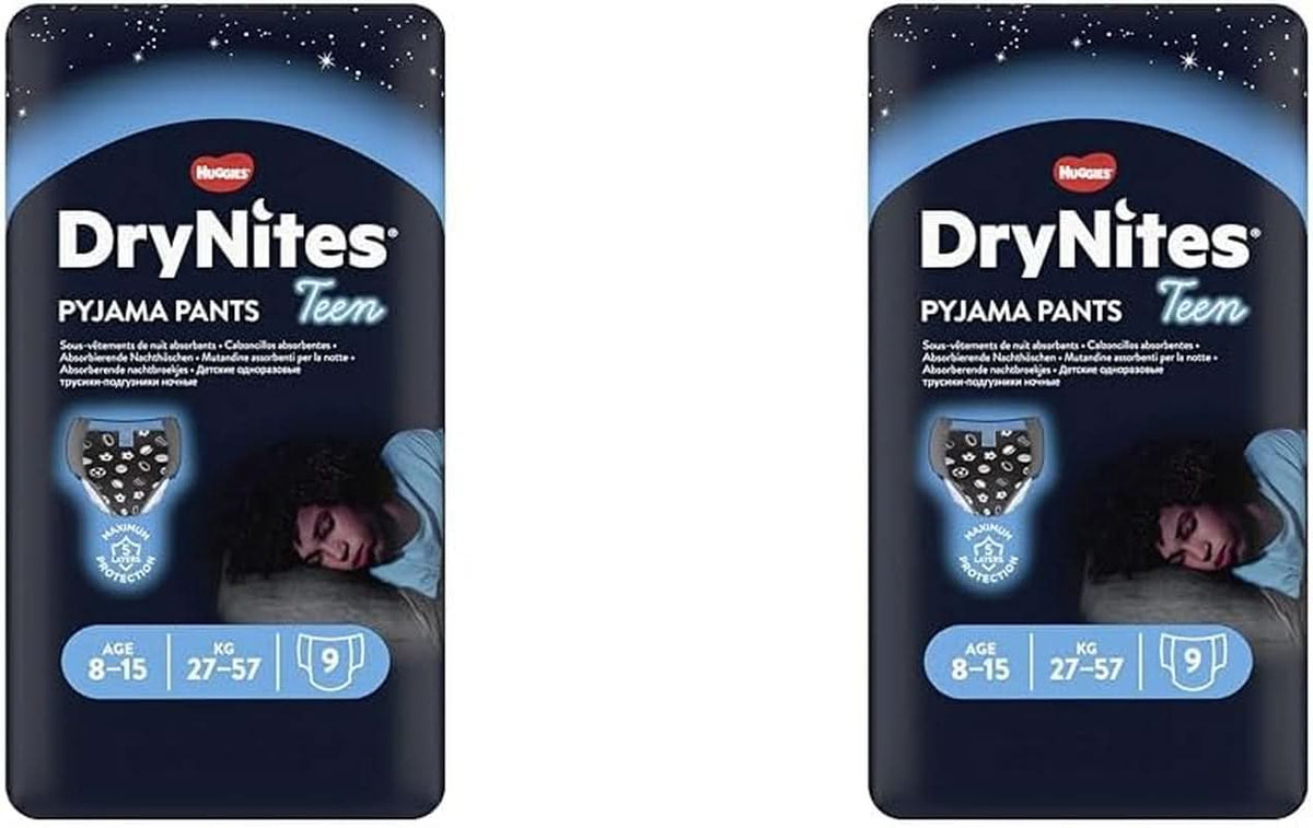Huggies Drynites Boys 8-15 lat 9 sztuk (zestaw 2 sztuk) Naty Shop 18 sztuk (zestaw 2 x 9 sztuk)