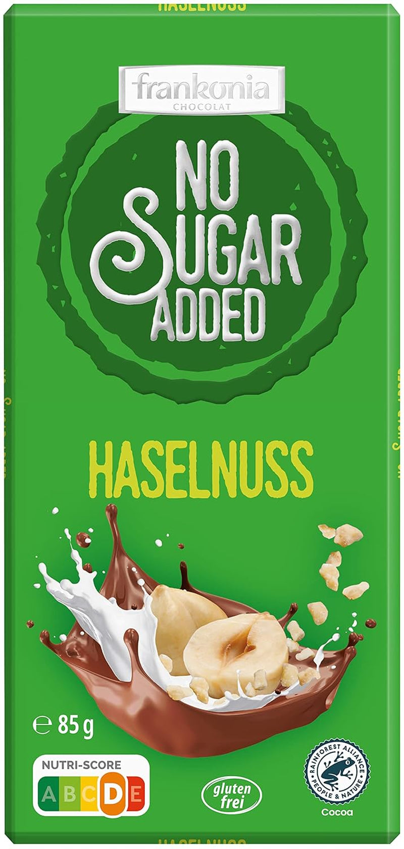 frankonia CZEKOLADA BEZ DODATKU CUKRU Czekolada z orzechami laskowymi, bezglutenowa, 85 g