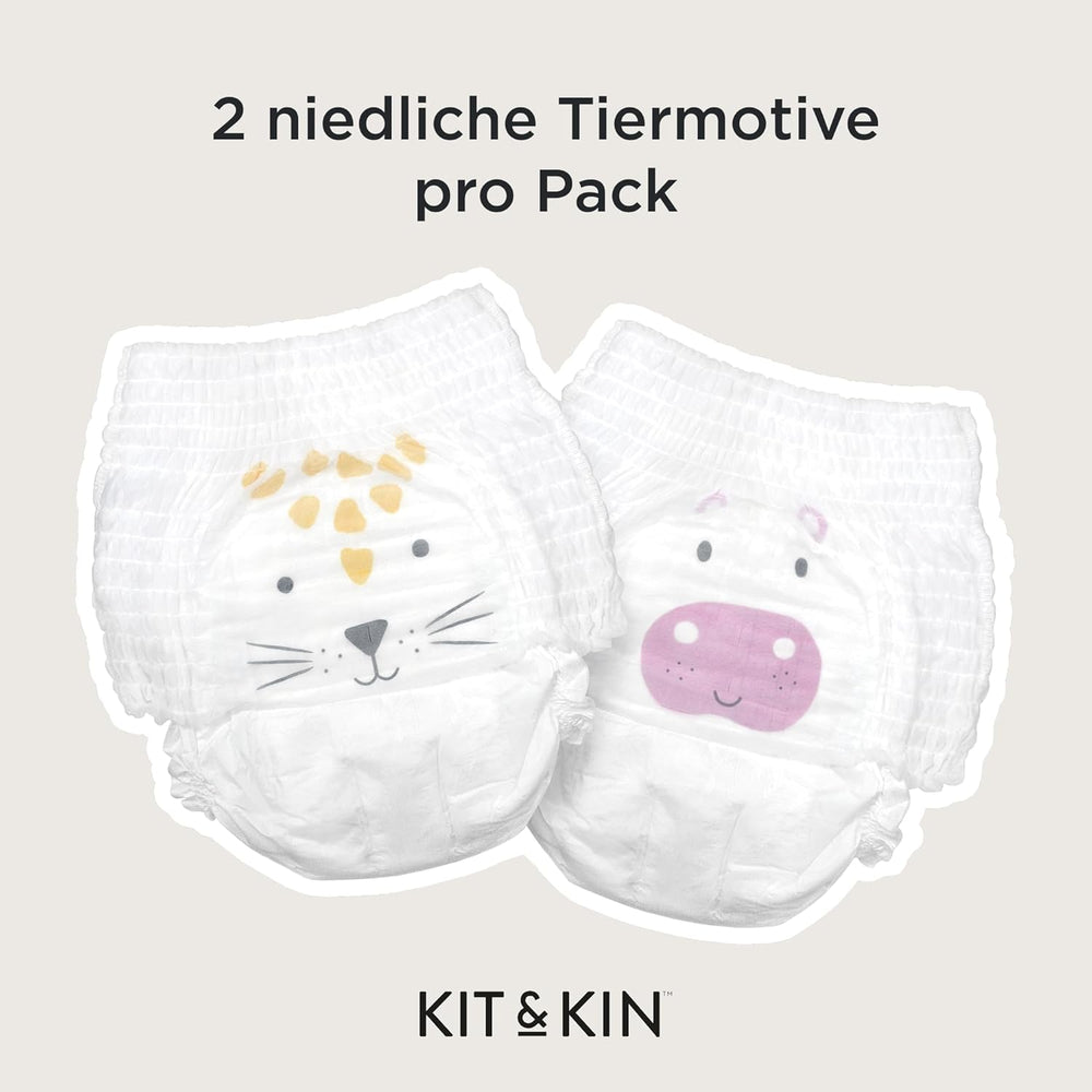 Pieluszki Kit & Kin Premium Eco, rozmiar 4 (9-16 kg), 132 pieluchy, na bazie roślin i hipoalergiczne, niezawodna ochrona przed wyciekami, wegańskie i wolne od okrucieństwa