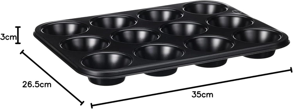 Wenco Muffinform 12Er Antihaft Backblech, Spülmaschinengeeignet, Karbonstahl – Muffinblech Für 12 Muffin – Hitzebeständig Bis 220°C, Schwarz Formy i blachy do pieczenia Naty Shop