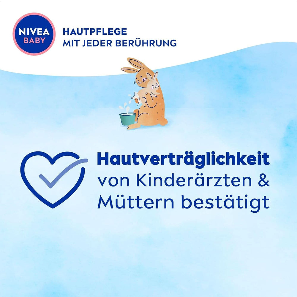 NIVEA Baby AQUA Feuchttücher, Baby Feuchttücher Zur Sanften Reinigung Empfindlicher Haut, Hypoallergene Und Parfümfreie Feuchttücher Für Babies Mit 99% Wasser (1 X 57 Stück) Chusteczki nawilżane dla niemowląt Naty Shop