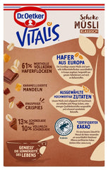Dr. Oetker Vitalis Chocolate Muesli Classic: Muesli śniadaniowe z mleczną i gorzką czekoladą, opakowanie 7 szt. (7 x 600 g)