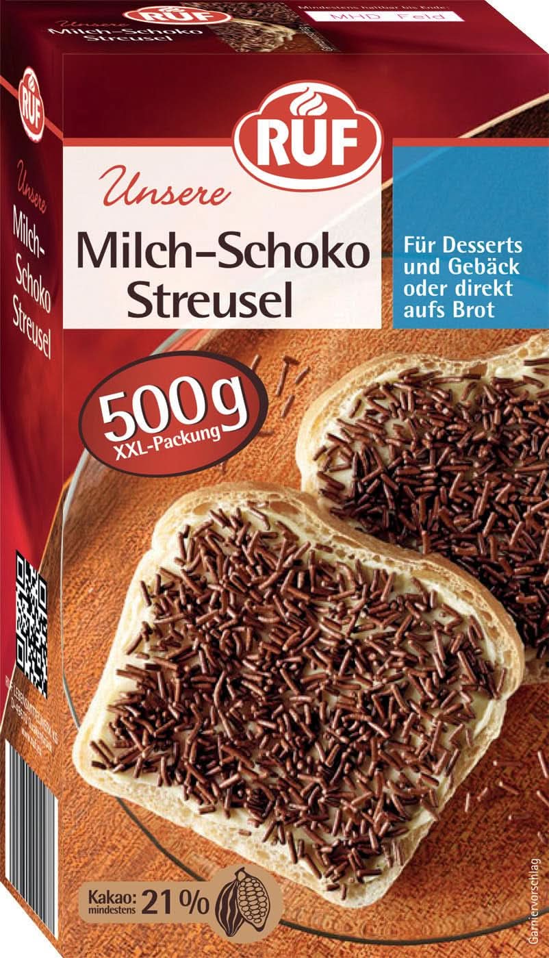 RUF Vermicelli Czekolada mleczna, 500 gramów, bezglutenowa Posypka Naty Shop Mleko Pełne