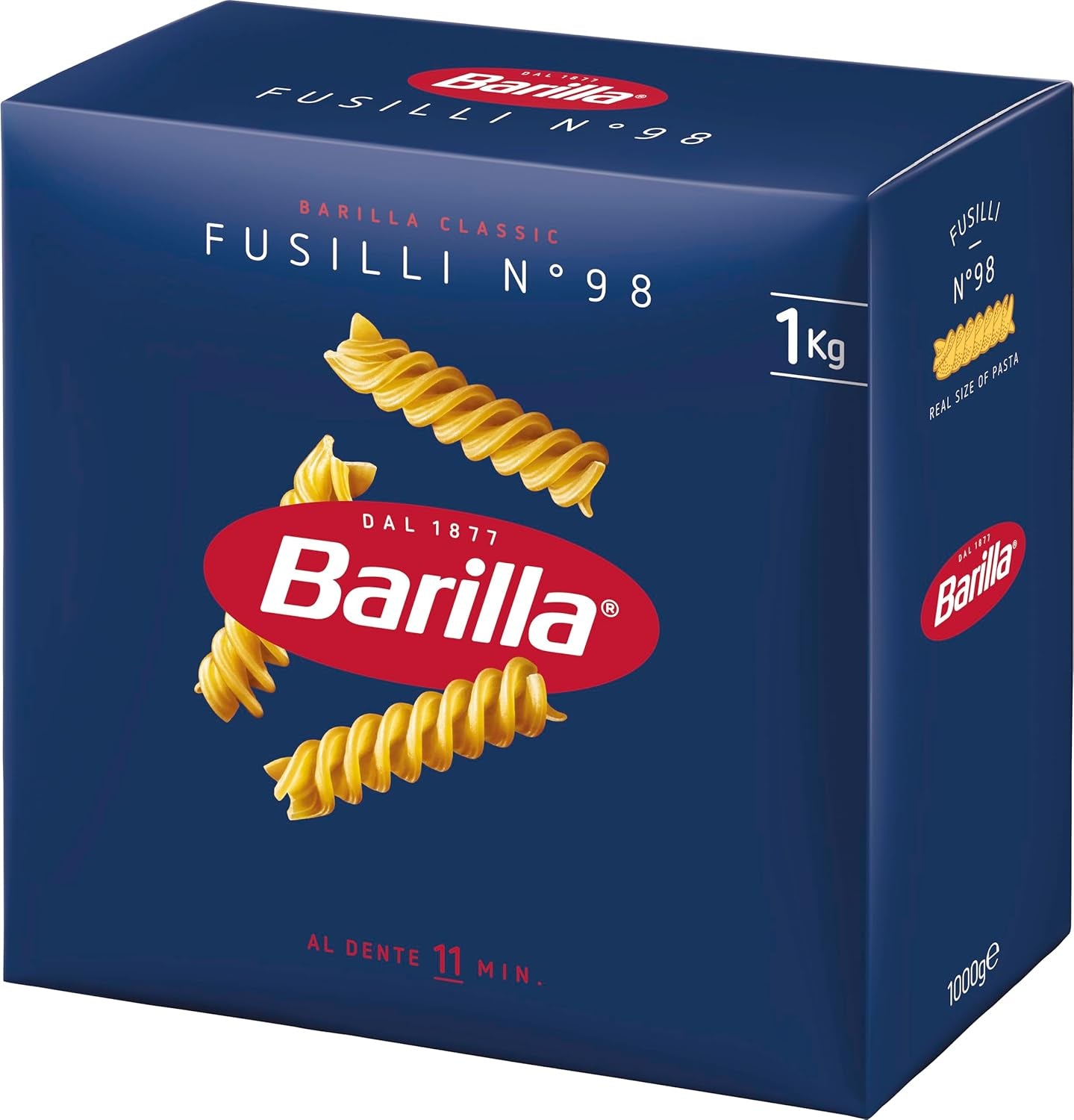 Makaron Barilla Klasyczny Fusilli nr. 98, z wysokiej jakości pszenicy durum, zawsze al dente, 1 kg