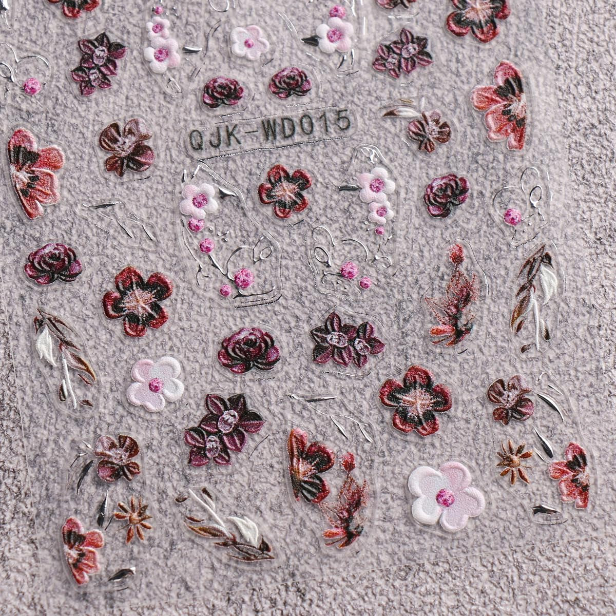 JMEOWIO Nagelsticker Schwarz Weiße Blume 6 Blatt Nail Art Sticker Selbstklebend Nagelaufkleber Frühling Sommer Floral Dekoration Nageldesign Zubehör