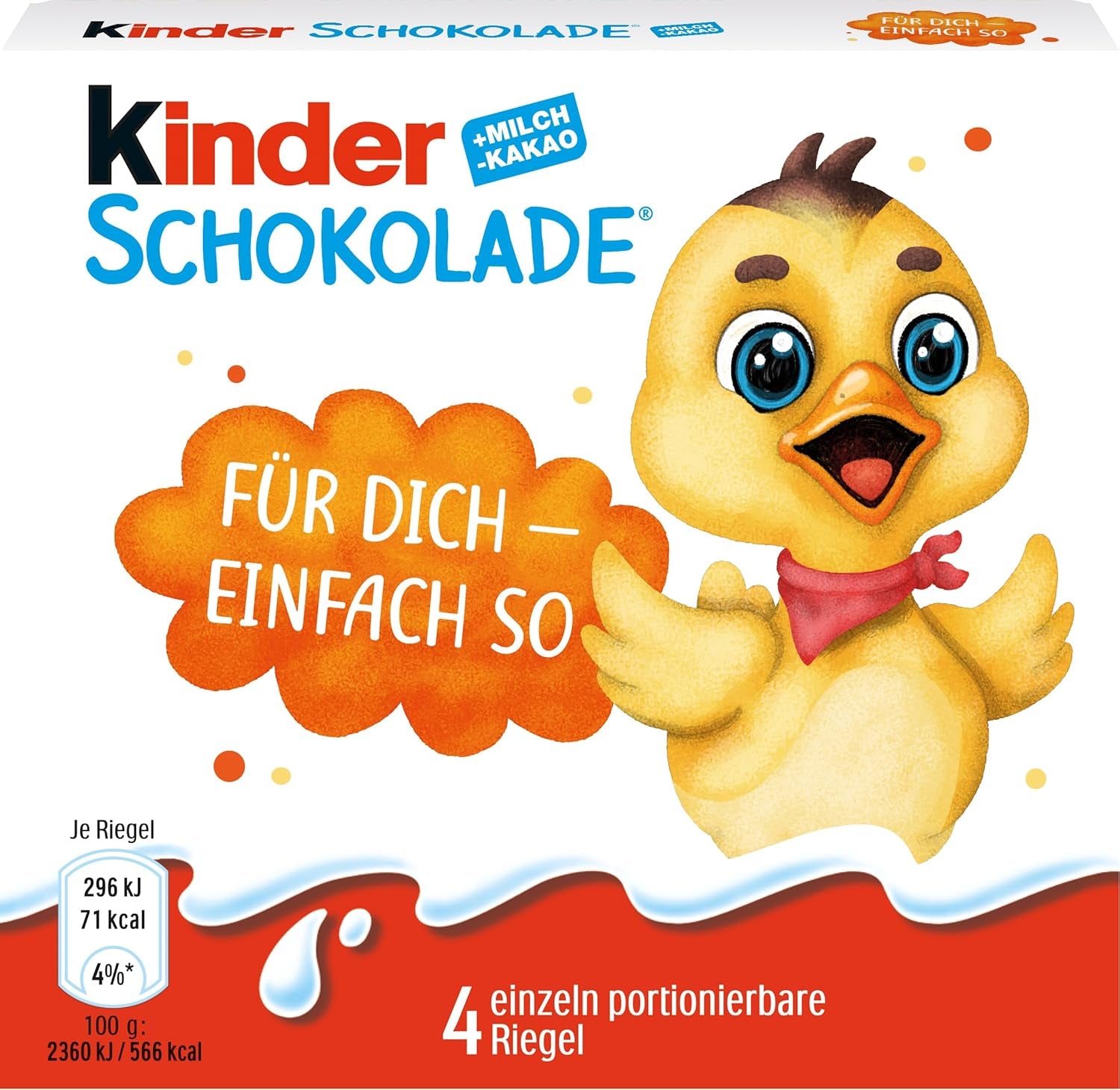 Kinder Chocolate (20 x 50g) - Prezent na Walentynki dla niego i dla niej, słodycze karnawałowe i Mardi Gras - Nadziewane batoniki mlecznej czekolady - 20 opakowań po 4 pojedyncze tabliczki w każdym