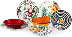Excelsa Tropical Chic Teller-Set, 18 Stück, Porzellan, mehrfarbig