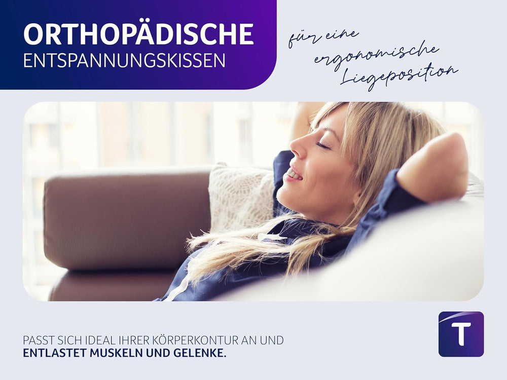 Pernă ortopedică pentru spate/lombare Traumnacht cu miez din spumă vâscoelastică și husă din microfleece prietenoasă cu pielea, certificată Öko-Tex, produsă conform standardelor germane de calitate