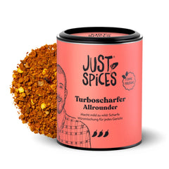 Just Spices Turbo Sharper Allrounder I Mehr Wumms für jedes Gericht mit dreifach Chili I Gewürzdose, 61 g