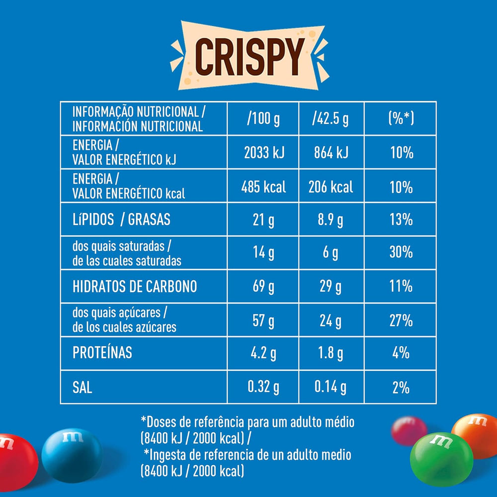 M&M'S Crispy, czekoladowa chrupiąca soczewica i chrupiące centrum, czekolada, 1 opakowanie (1 x 340 g) (opakowanie 2 szt.)