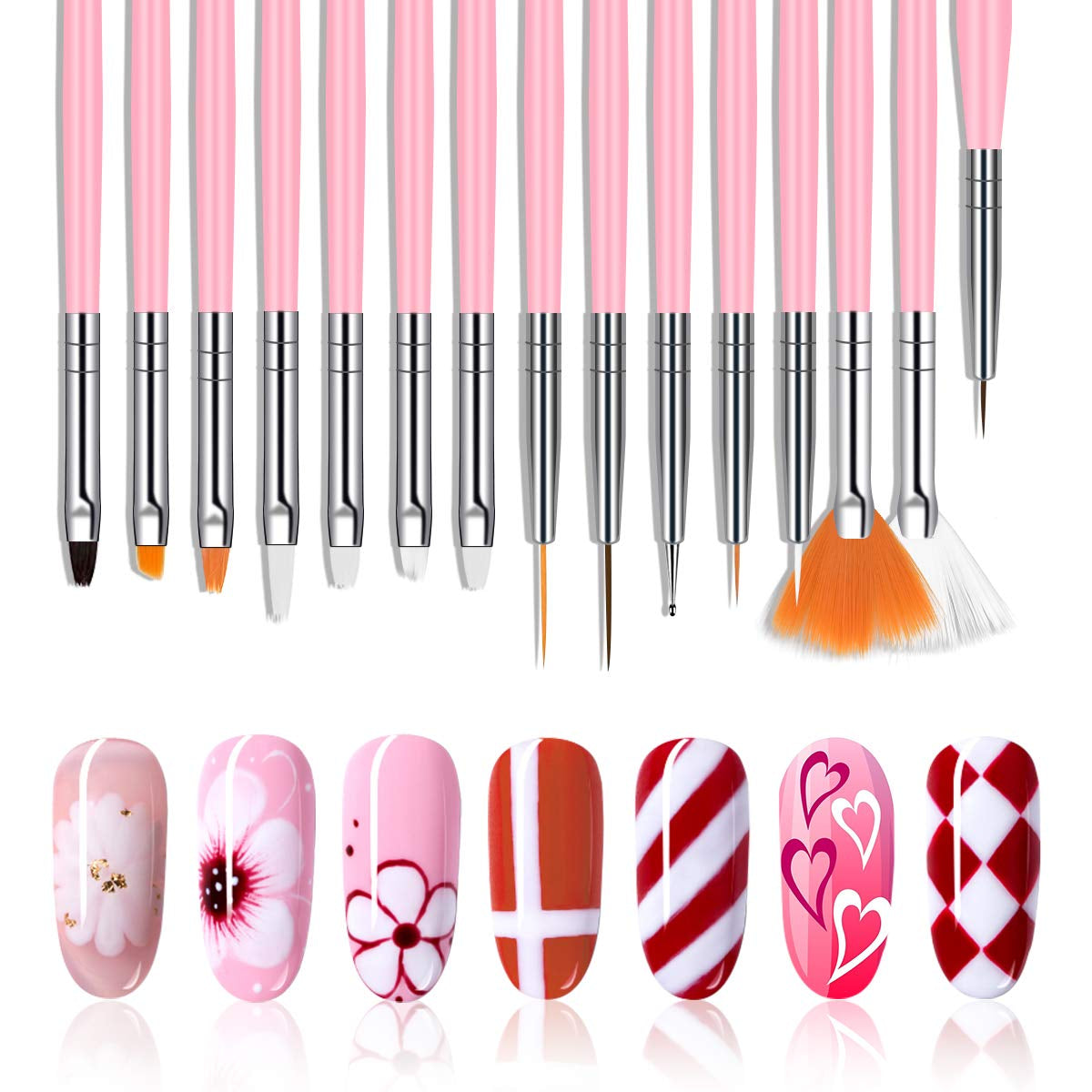 URAQT 20 Stück Nagel Pinsel Set, Nageldesign-Stifte Brush, Acryl Nagel Kunst Pinsel, Nagelbürste Professionell Malerei Pen Für Gelnägel Uv-Gel Nageldesign Nail Art