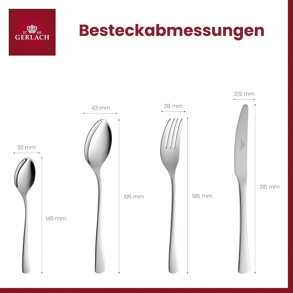 Gerlach 1760 Tunea Set, Tacâmuri din oțel inoxidabil, 24 buc, 6 persoane Bucatarie Naty Shop