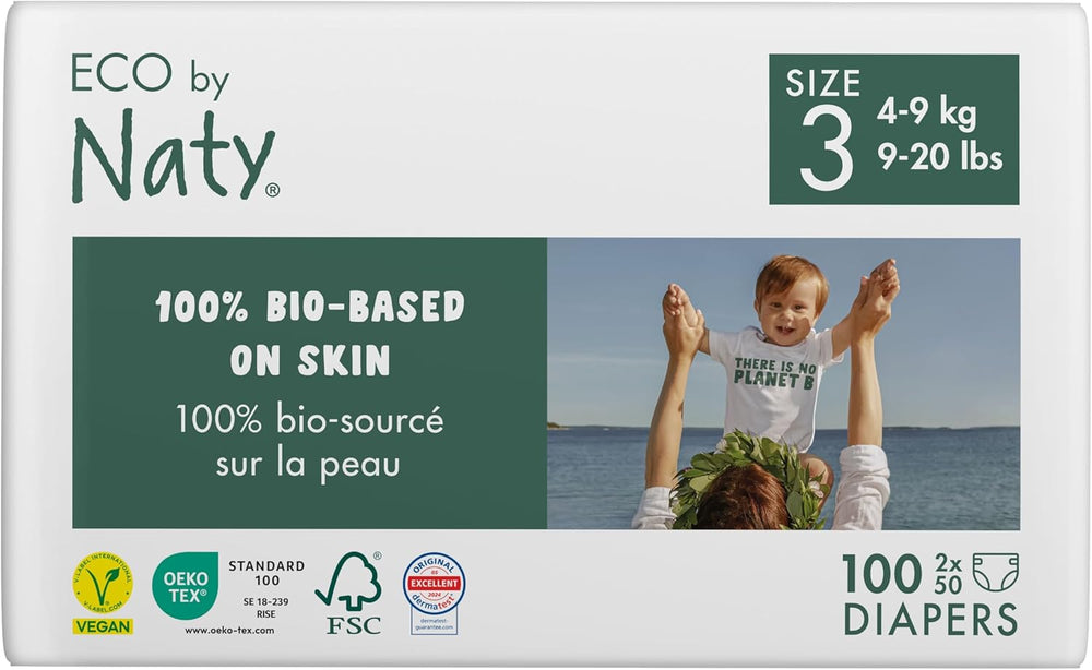 Eco Pieluchy Eco by Naty Baby Eco Diapers - pieluszki organiczne premium, ekologiczne, wykonane z materiałów pochodzenia roślinnego, idealne dla wrażliwej skóry dziecka (rozmiar 5 - 80 sztuk)
