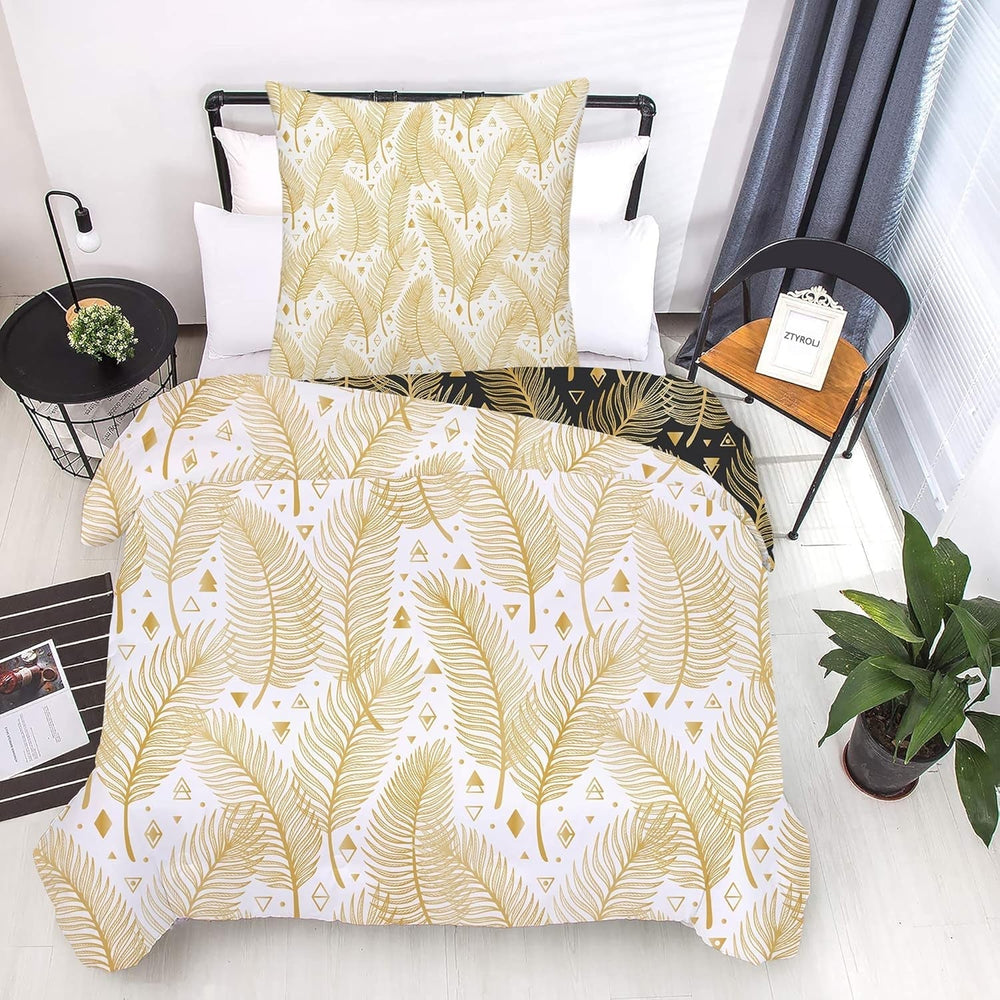 Pościel dziecięca, chłopięca, różne modele, zapinana na zamek, mikrofibra poliester Pościel - dziecięca Naty Shop Liście 135X200 Cm + 80X80 Cm