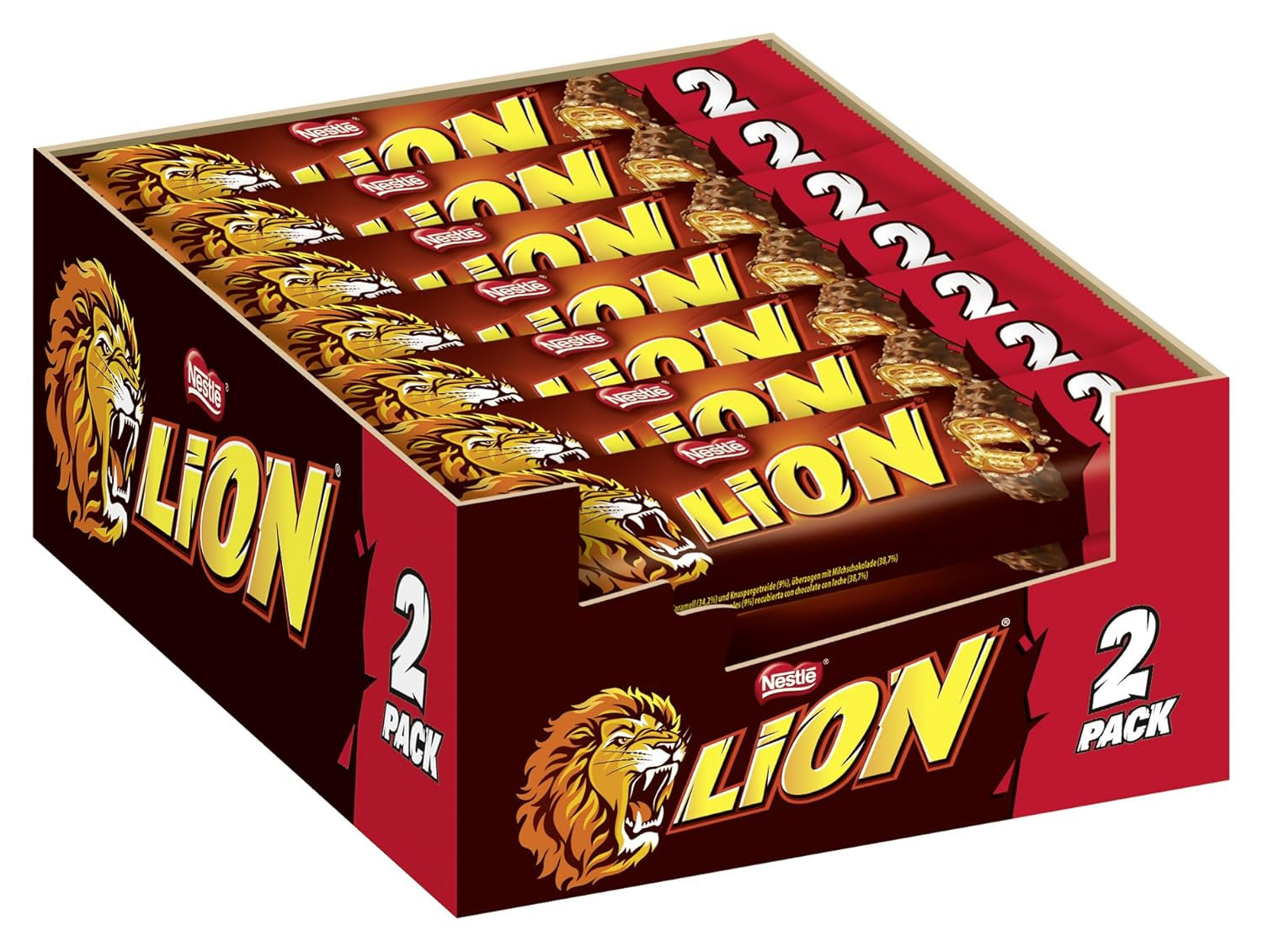 NESTLÉ LION Choco, chrupiący batonik czekoladowy z nadzieniem karmelowym i chrupiącym wafelkiem, opakowanie 24 szt. (24 x 42g)