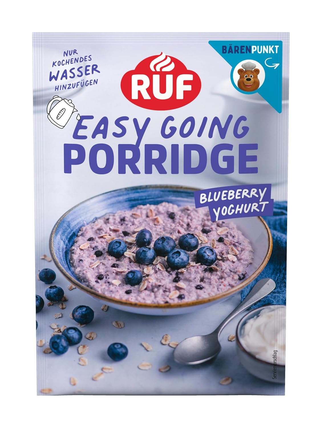 RUF płatki owsiane błyskawiczne z truskawkami i wanilią, letni posiłek z płatkami owsianymi gotowy w 3 minuty, 1 saszetka x 65g