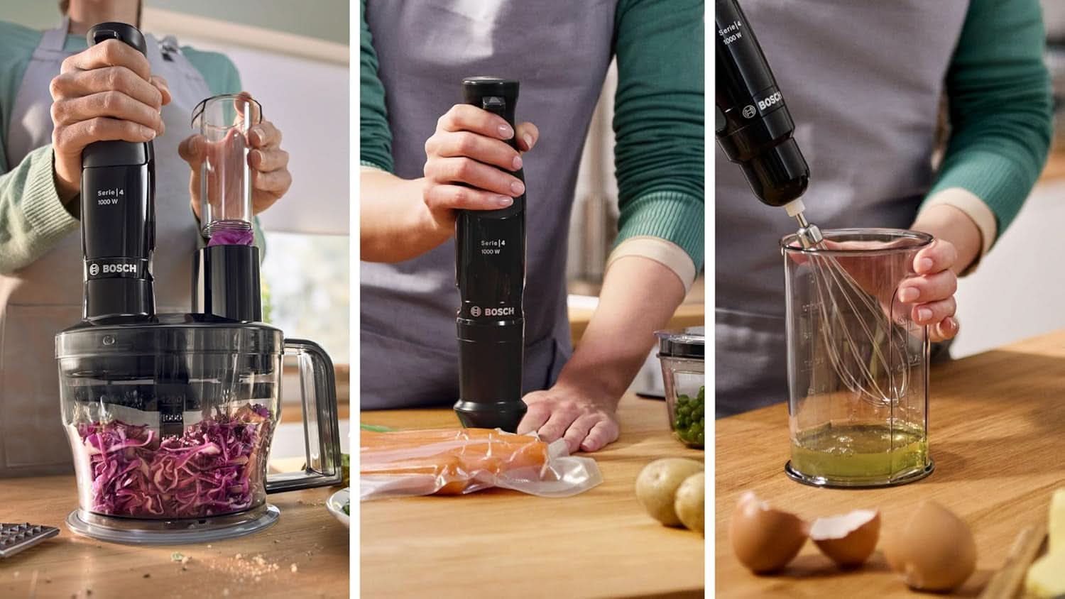 Mikser stojący Bosch Ergomaster Serie 4, 1000 W, Edelstahl-Mixstab, Zerkleinerer, Mix-/Messbecher, Schwarz Kitchen Naty Shop