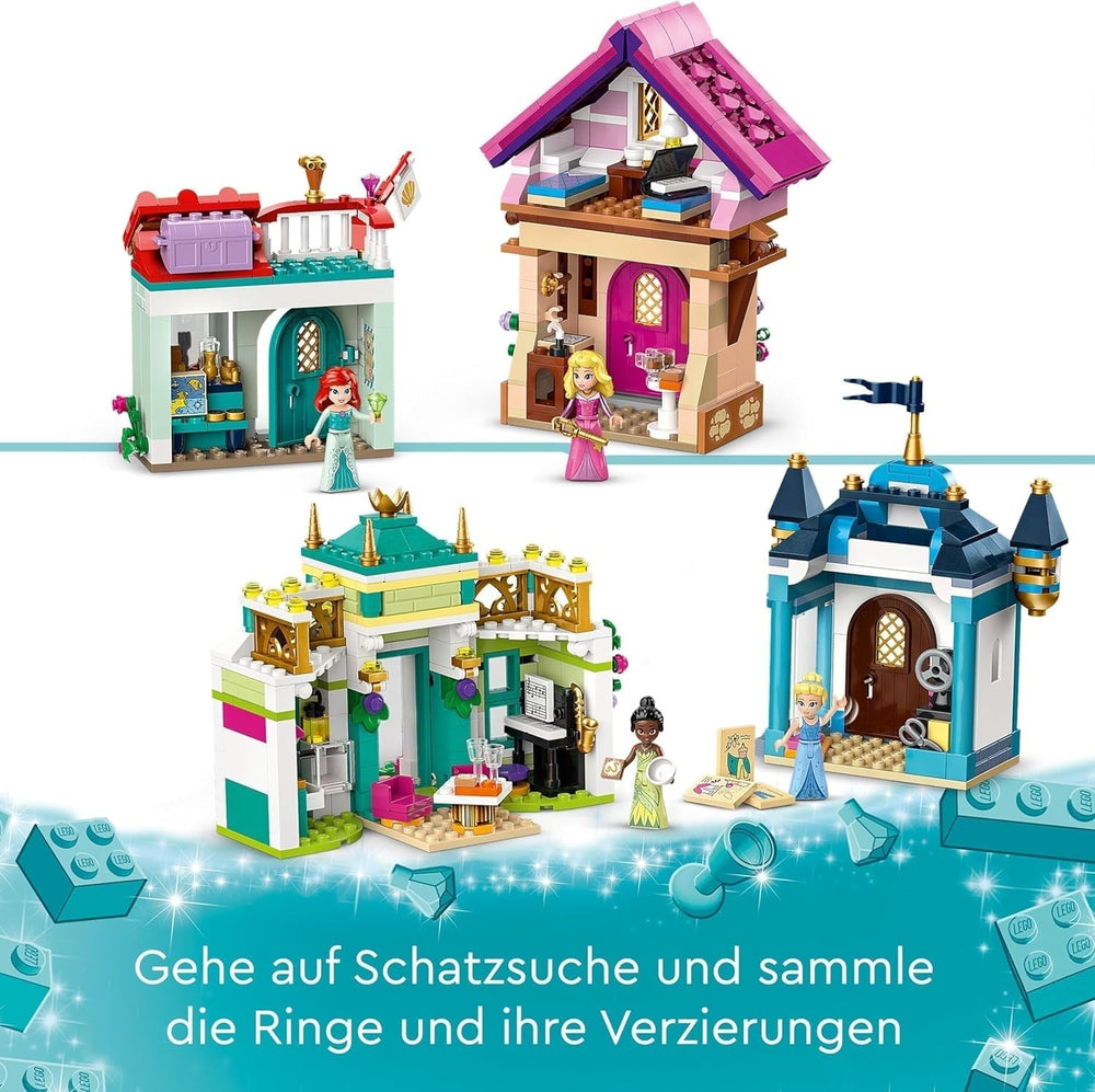 LEGO Disney Princess: Targ przygód Disney Princess, domek z zabawkami z 4 lalkami, w tym Kopciuszkiem i Arielką, zestaw z mapą skarbów, prezent dla dziewcząt i chłopców od 6 lat 43246 Zestawy do budowania Besuche w sklepie LEGO
