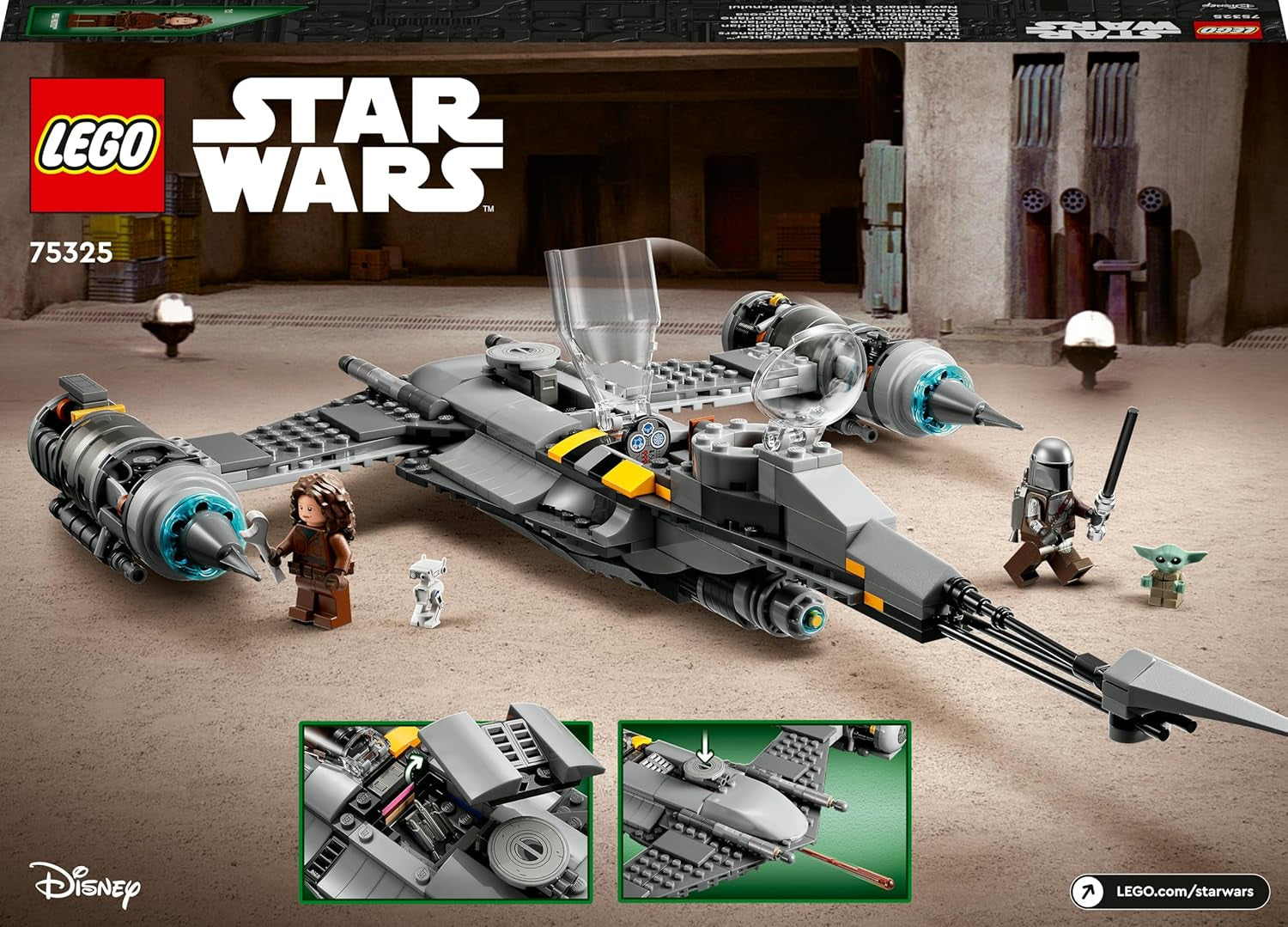 LEGO Star Wars Der N-1 Starfighter des Mandalorianers aus Das Buch von Boba Fett, Raumschiff-Spielzeug zum Bauen, Set mit 4 Charakteren inkl. Baby Yoda-Figur 75325
