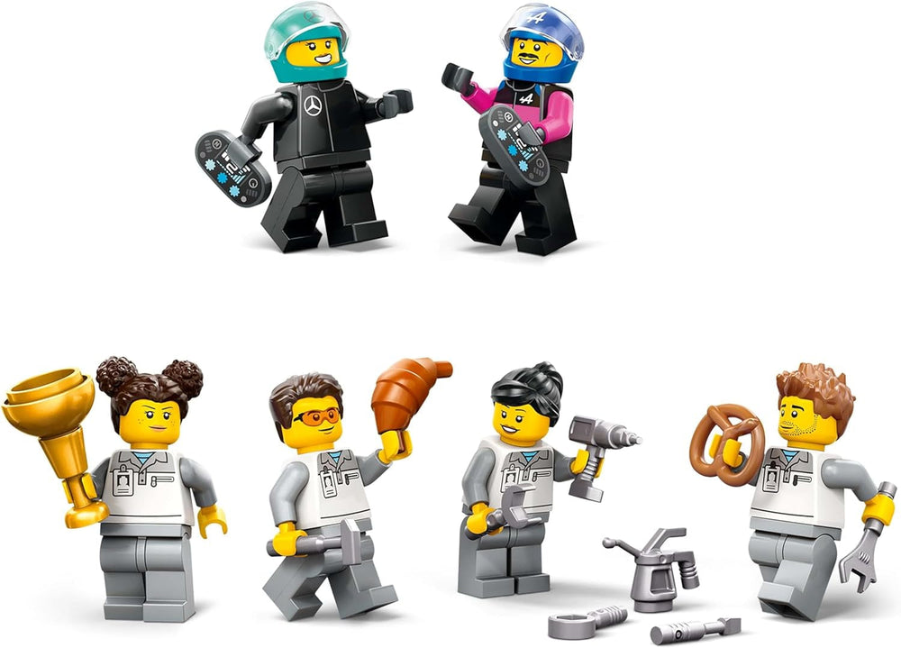 LEGO City Garaż F1 z samochodami wyścigowymi Mercedes-Amg i Alpine - Samochód wyścigowy Formuły 1 z 2 kierowcami i 4 mechanicznymi minifigurkami - Prezent dla chłopców i dziewcząt w wieku 7+ oraz fanów 60444 Besuche den LEGO-Store Zestawy konstrukcyjne