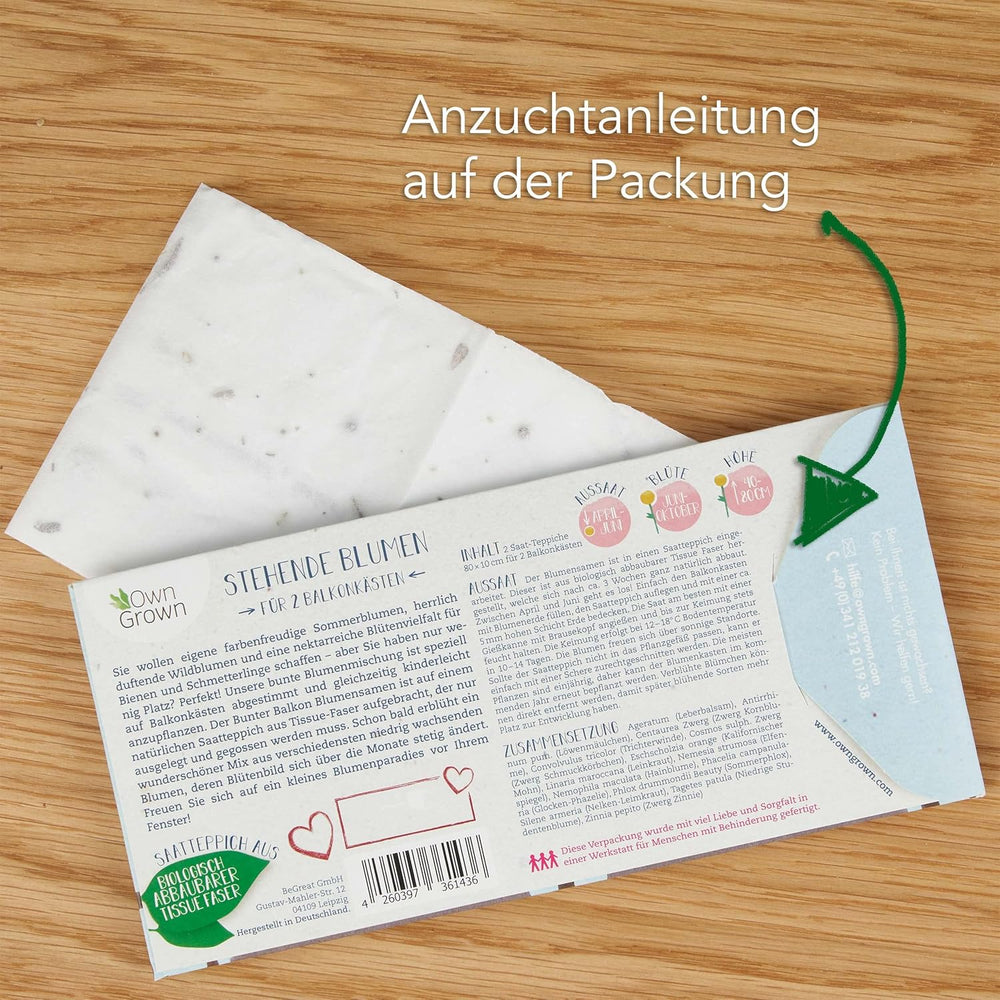 Kolorowa mieszanka kwiatów balkonowych - 2 wysokiej jakości maty z nasionami kwiatów balkonowych Łatwe w uprawie Letnie kwiaty i nasiona dzikich kwiatów z własnych upraw rocznych, przyjaznych dla owadów