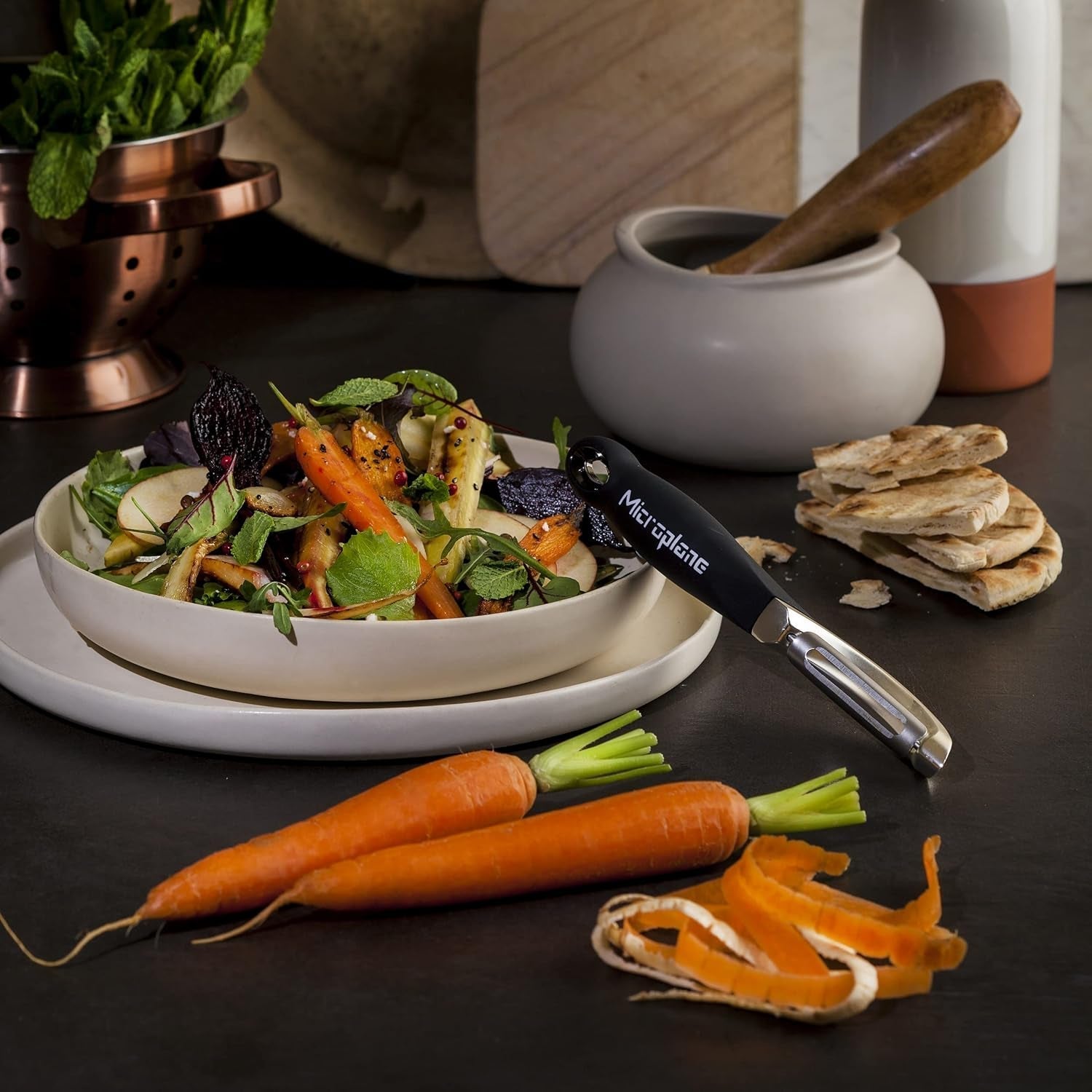 Naty Shop Microplane Profesjonalna, oburęczna obieraczka ze stali nierdzewnej z podwójnym ostrzem