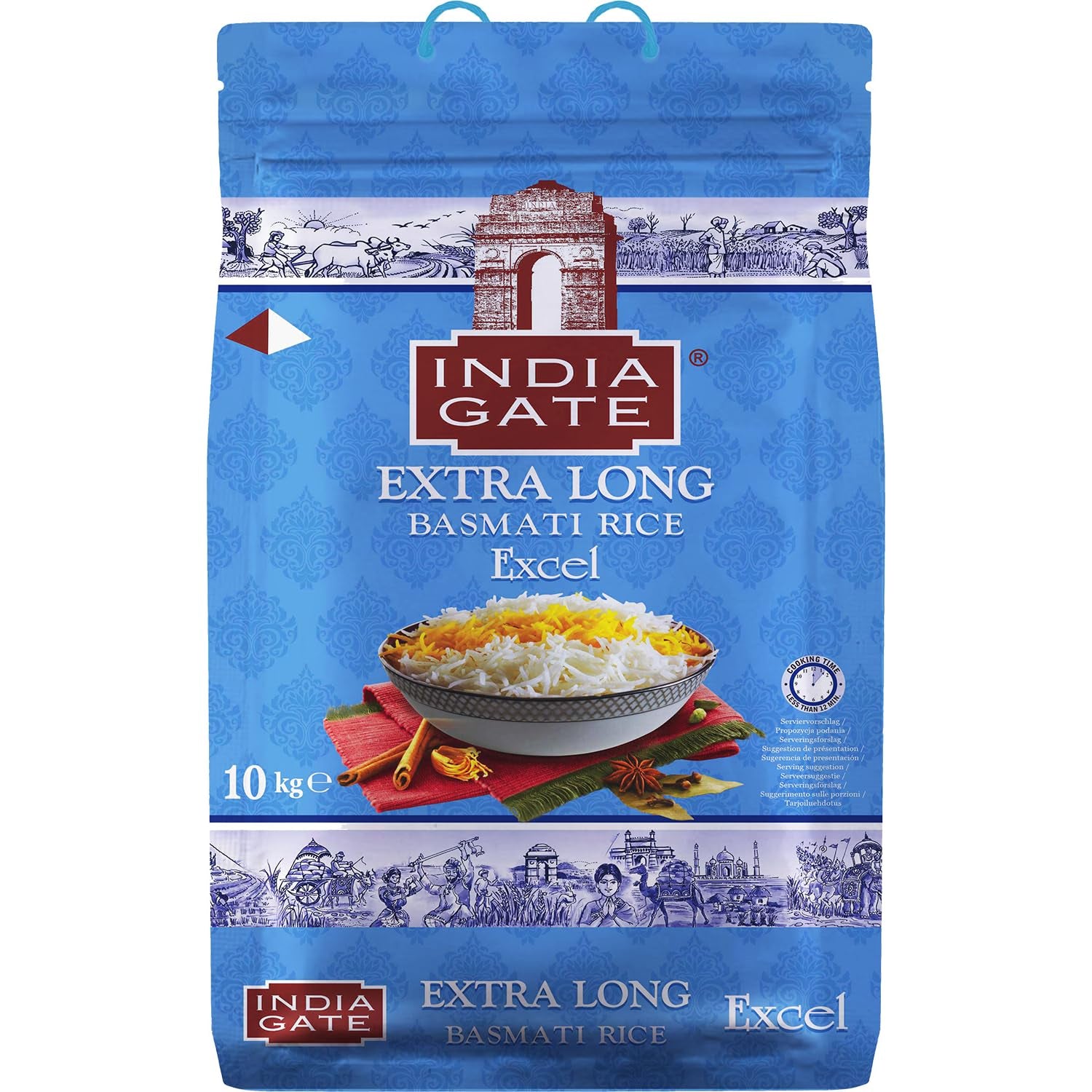 INDIA GATE Premium Basmati Rice – Długoziarnisty drobnoziarnisty, aromatyczny ryż z Indii, drobnoziarnisty długoziarnisty (1 x 5 kg)