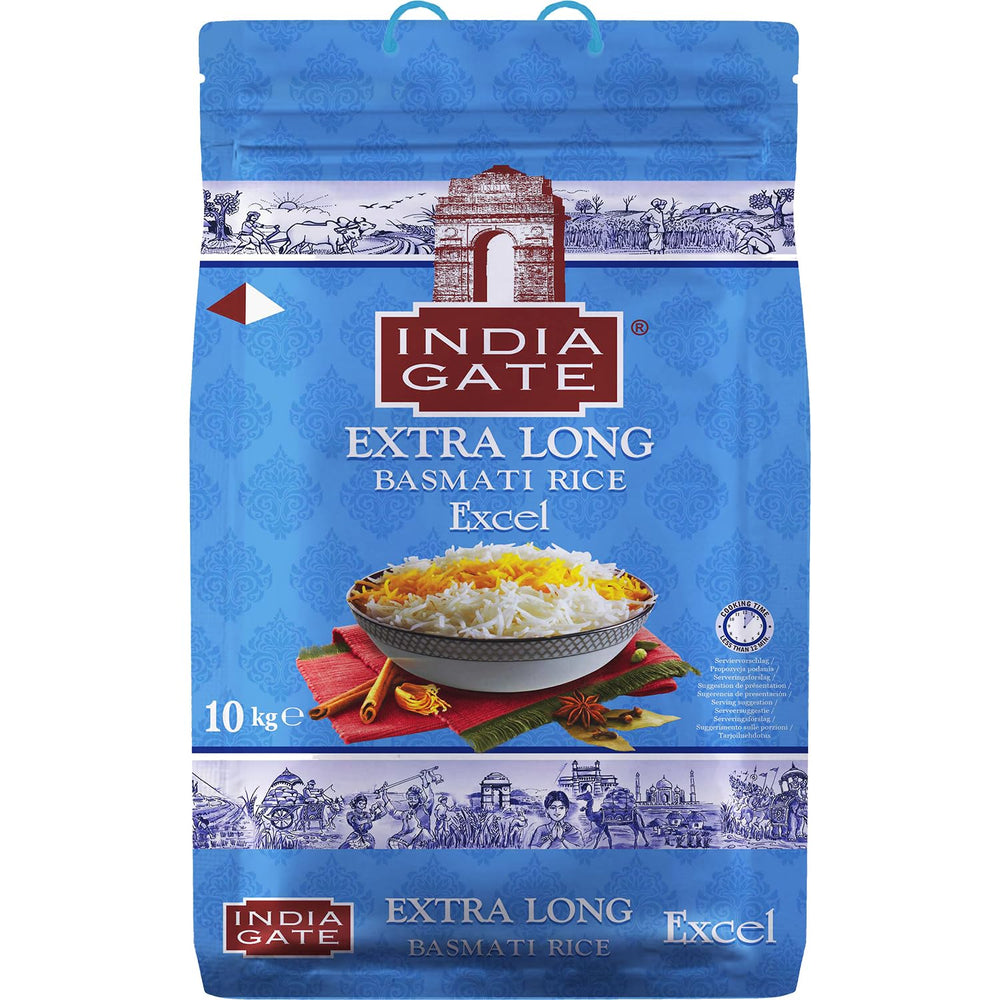 INDIA GATE Premium Basmati Rice – Długoziarnisty drobnoziarnisty, aromatyczny ryż z Indii, drobnoziarnisty długoziarnisty (1 x 5 kg)