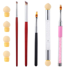 Nail Art Rendering-Werkzeuge Schwamm Undtupfpinsel, Sponge Brush Applikator, Doppelter Kopf Ombre Sponge Stick Mit 4 Ersatzköpfe, Nail Art Schwamm Und Tupfpinsel, Ombre Nagelpinsel Für Gelnägel