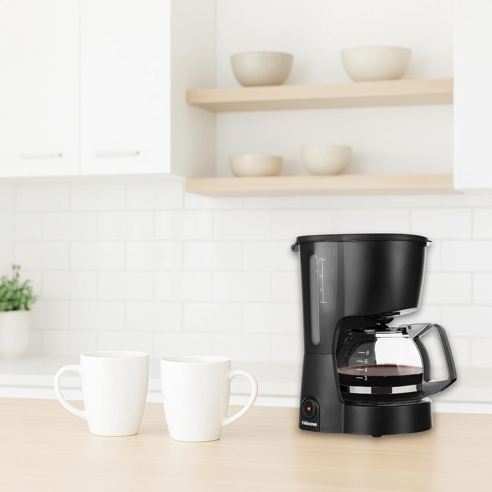 Cafetieră Tristar, capacitate 6 cești, 600W, funcție de menținere a căldurii, oprire automată, filtru permanent, sistem anti-picurare, compactă și portabilă, ușor de curățat, CM-1246
