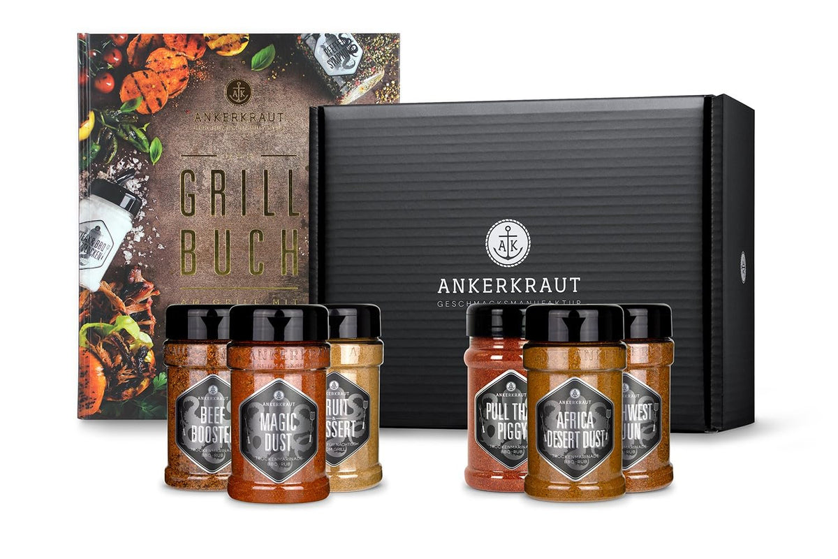 Ankerkraut Grillbuch-Set z 6 Streuern, 1320g Gewürze plus Buch im Bundle