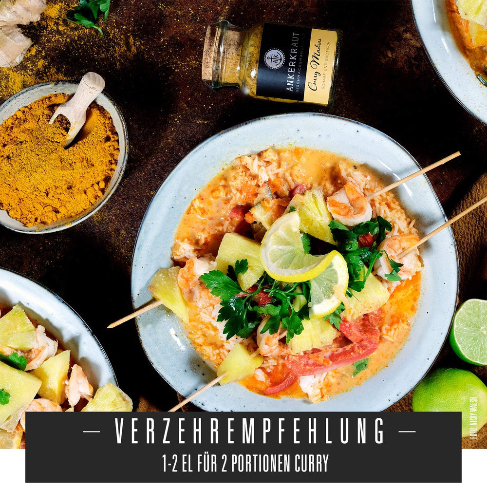 Ankerkraut Curry Madras, frisch-fruchtiges Curry-Pulver passend zu Fleisch, Fisch & Gemüse, mit Chili, leicht scharf, 130g w Aromadichten Beutel
