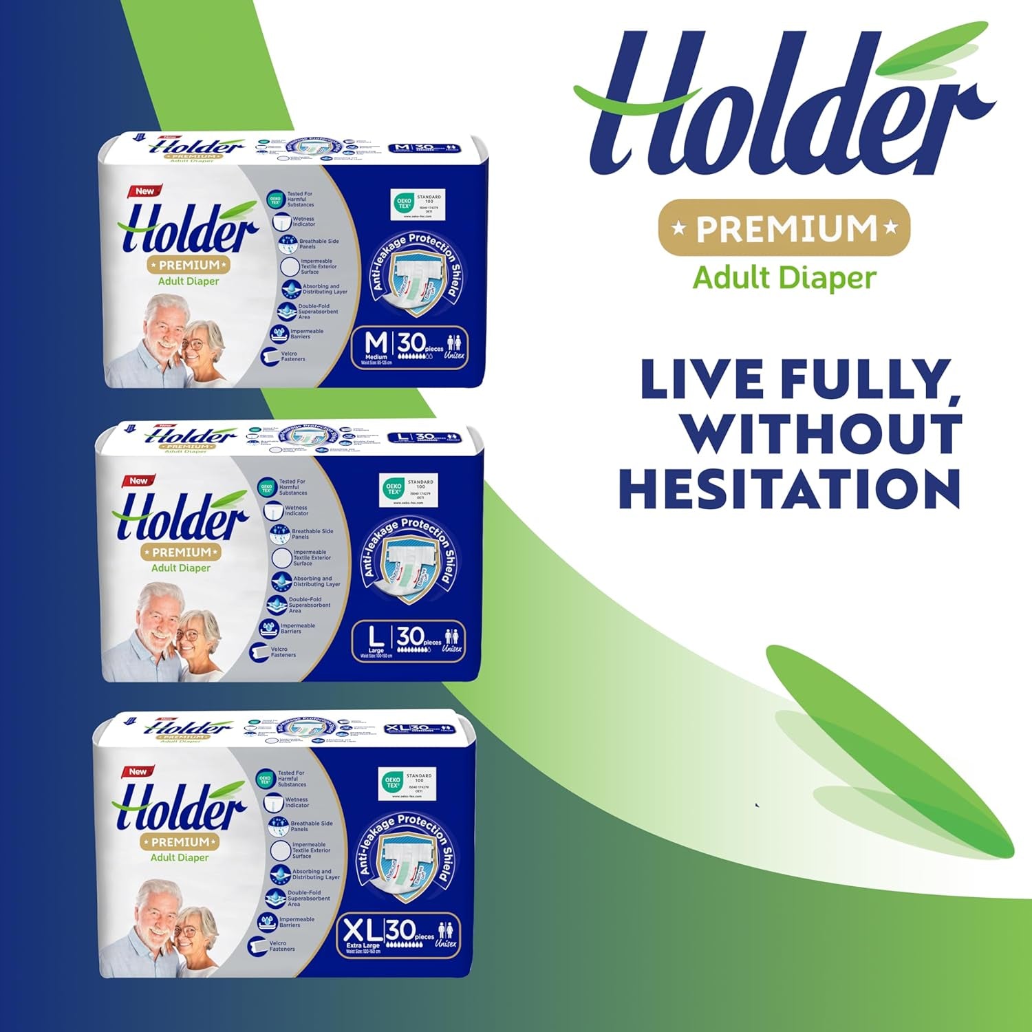 Jednorazowe pieluchy dla dorosłych unisex Wodoodporne, chłonne, elastyczne, oddychające, super chłonne, dwuwarstwowe. Wskaźnik wilgoci. 5-gwiazdkowy środek ochrony dermatologicznej.