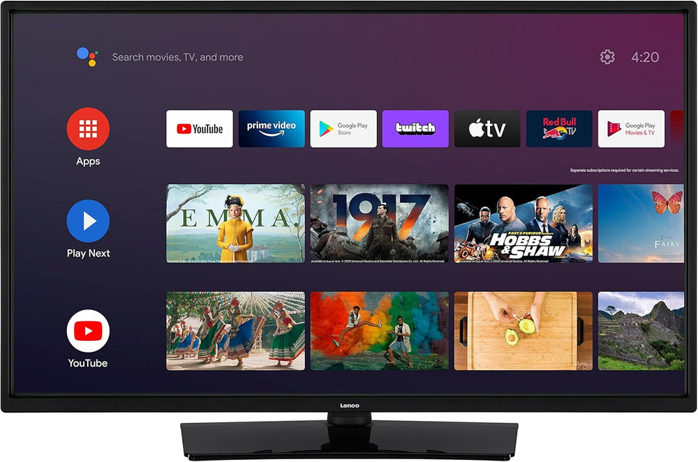 Lenco LED-3263BK (V2) - Televizor inteligent Android de 32 de inci, negru - Imagini strălucitoare, streaming flexibil și Chromecast integrat - HD-Ready, HDR, Wi-Fi, Bluetooth - Ideal pentru acasă și în deplasare