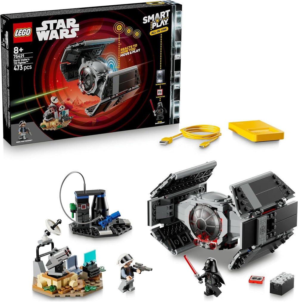 LEGO Star Wars 75421 SMART Play: Darth Vaders TIE Fighter - Interaktives All-in-1 Spielset mit SMART Brick, Tag, Minifigur & Ladegerät - Geschenk für Jungen, Mädchen ab 8 Jahren und Erwachsene Fans