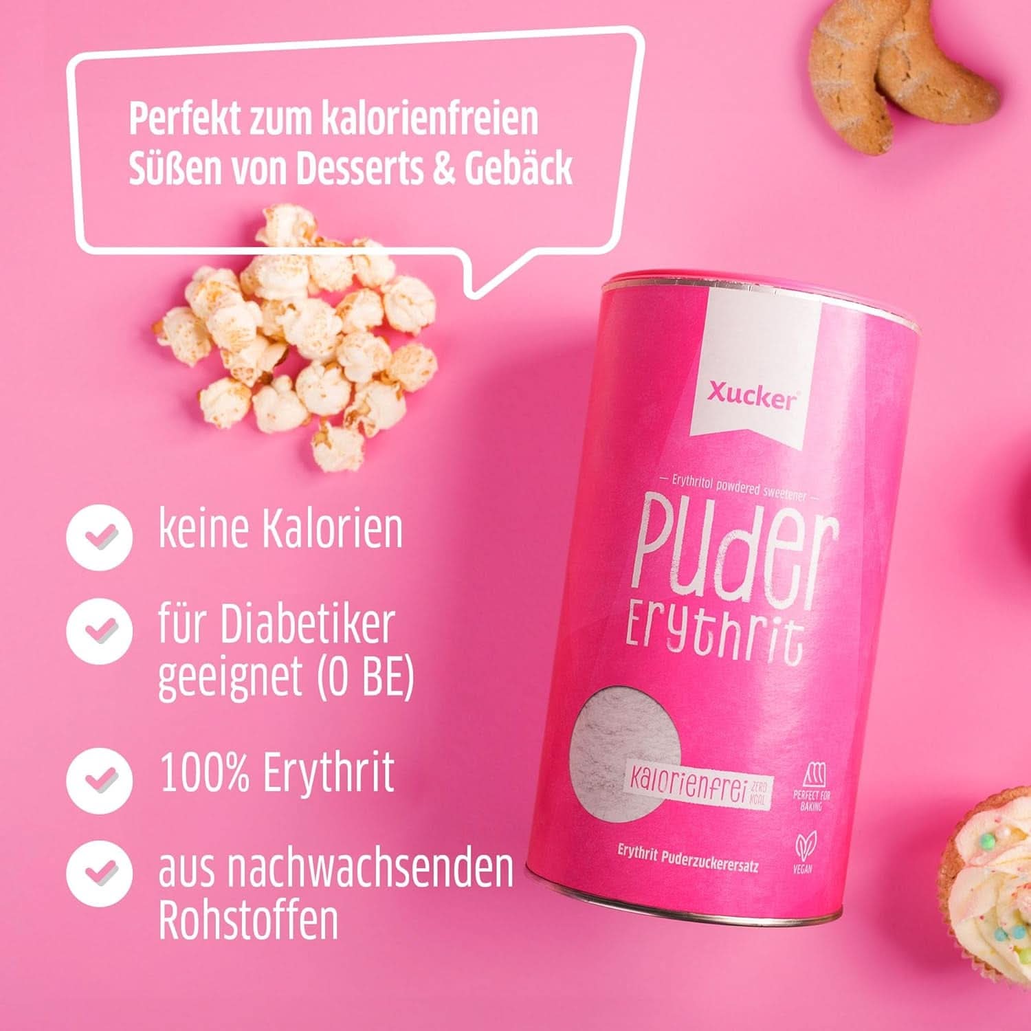 Xucker Cukier puder Erytrytol - Bezkaloryczny zamiennik cukru, 600 gramów Słodziki Naty Shop