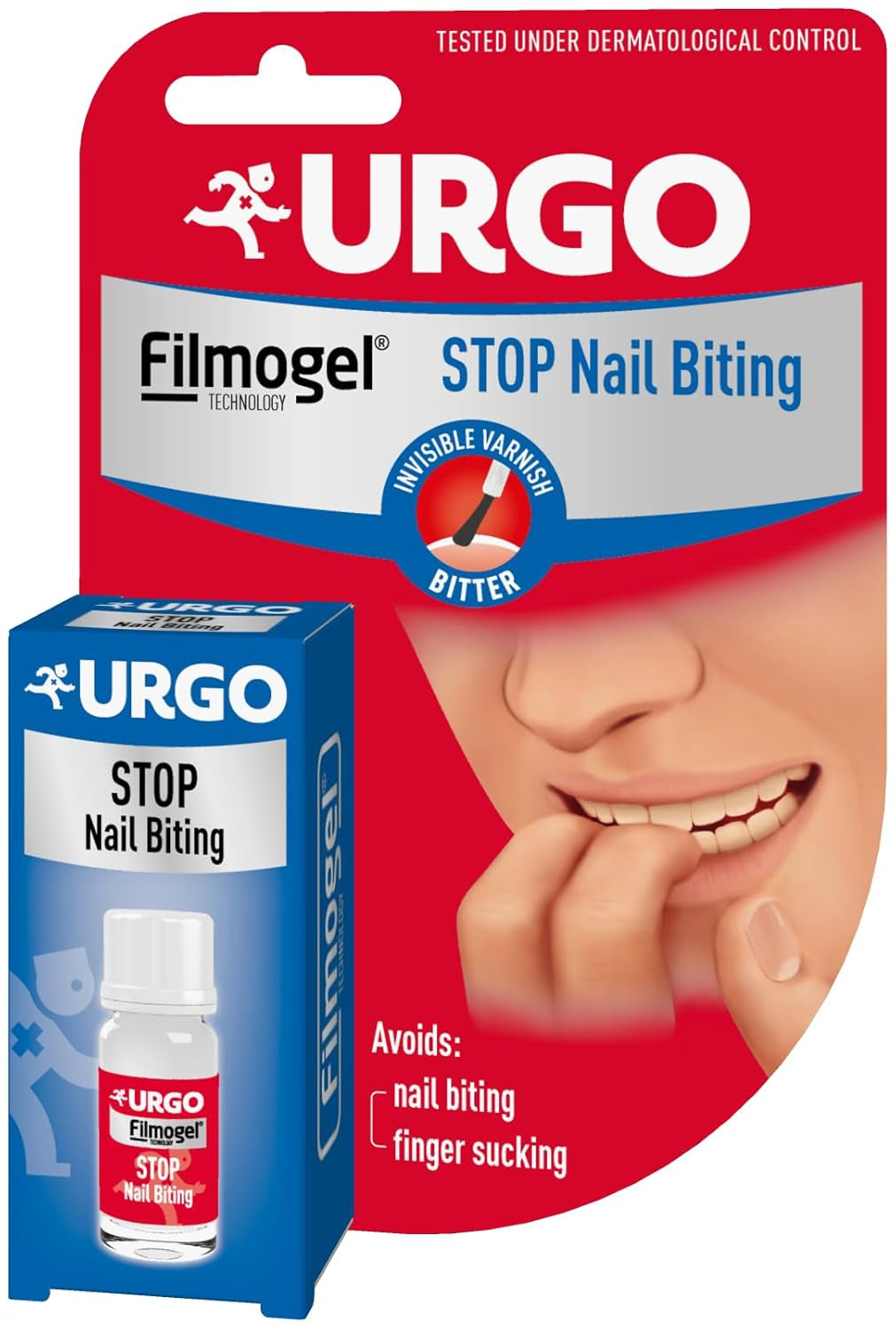Urgo - Stop Red Nails - przezroczysty lakier do paznokci o gorzkim smaku - na obgryzione i zniszczone paznokcie oraz ssanie kciuka - od 3 roku życia - 9 ml - 40 aplikacji
