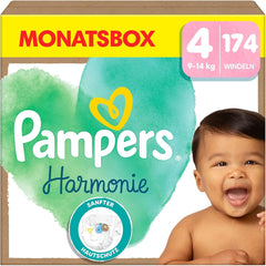 Pieluchy Pampers Harmony Rozmiar 4, 174 pieluszki, 9kg-14kg, Delikatna ochrona skóry ze 100% ochroną Pampers