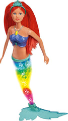 Simba 105733656 - Păpușa Steffi Love Sirena Sclipitoare (39 cm) - sirenă strălucitoare cu schimbare de culoare curcubeu luminos, jucărie rezistentă la apă pentru copii cu vârsta de 3 ani și peste