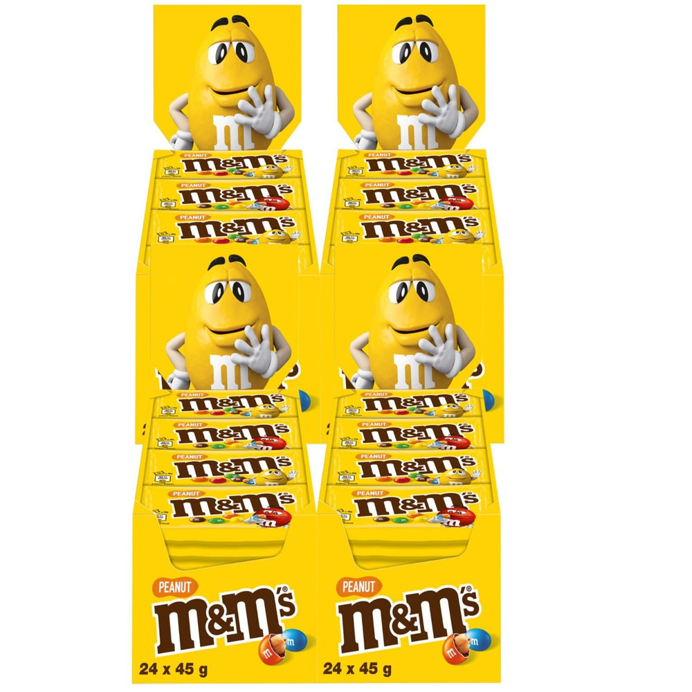 M&M's Peanut Chocolate Opakowanie zbiorcze 24 x 45 g Czekoladowa soczewica o smaku orzechowym Prezent czekoladowy (1080 g) Idealny jako poczęstunek o tematyce piłkarskiej