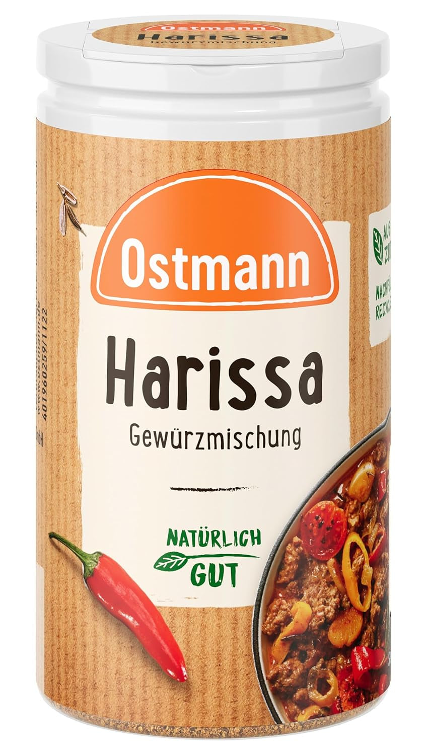Ostmann Gewürze - Harissa Gewürzmischung | Scharfes orientalisches Gewürz für Geflügel, Fleisch, Gemüse lub Kuskus | 35 g w Der Streudose