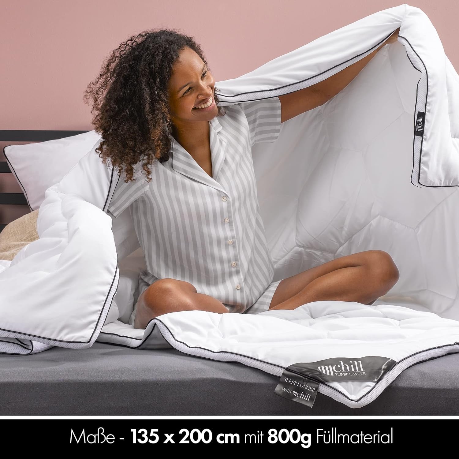 Kołdra All Seasons 135X200 - Lekka kołdra 135X200 - Oddychająca, nadająca się do prania i w 100% wegańska - Kołdra z klimatycznej siateczki i opaska wygodna do spania - Kołdry i kołdry z wypełnieniem 800G Naty Shop