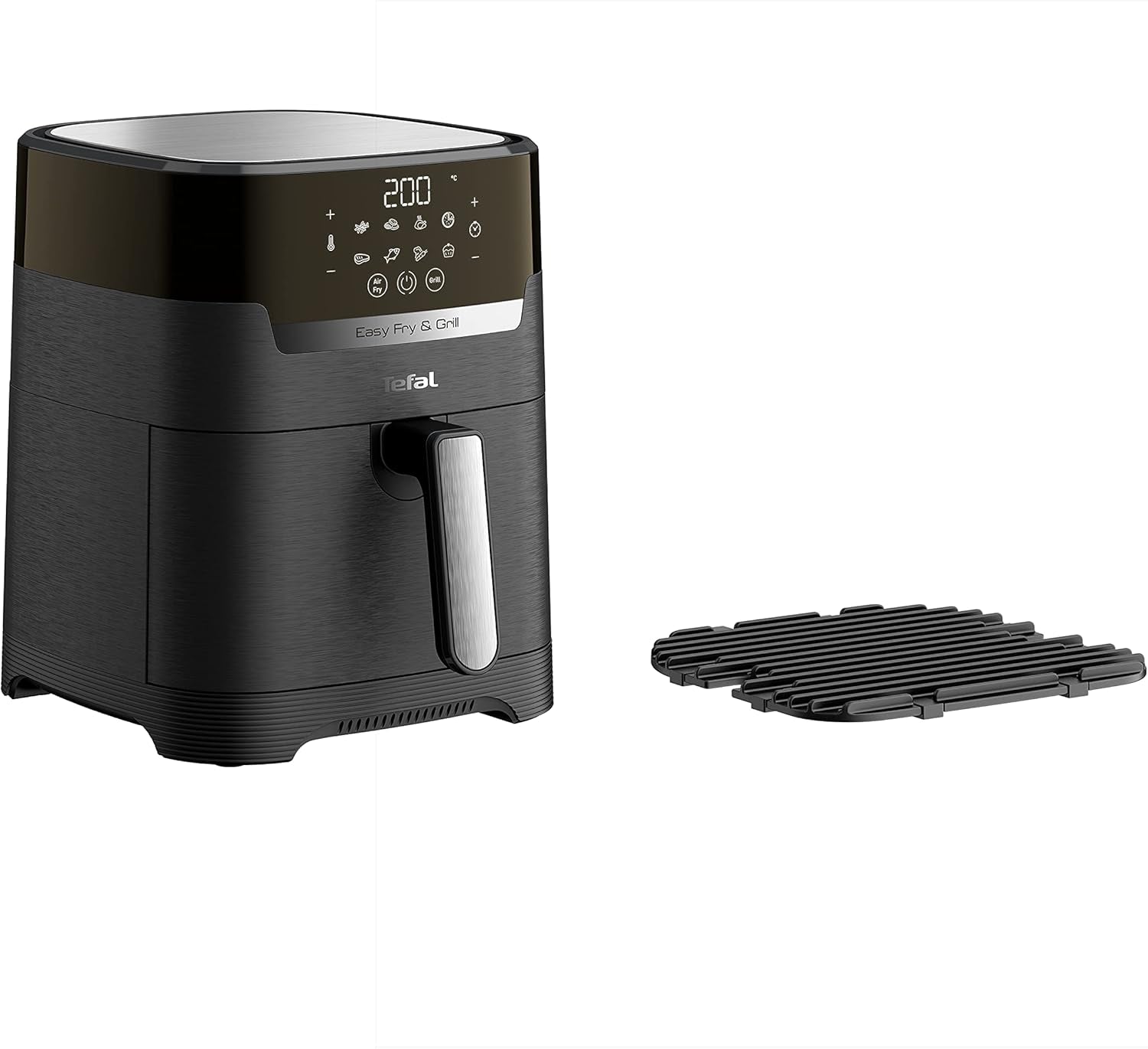 Tefal Easy Fry Max EY2458, 5 litrów, frytownica na gorące powietrze, 10 automatycznych programów gotowania, cyfrowy ekran dotykowy Urządzenia Naty Shop Czarny Pojedynczy - Bez okna 4,2L